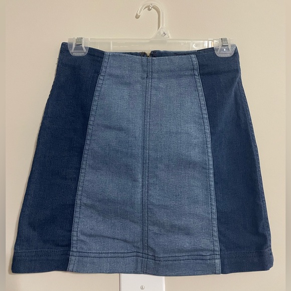 Free People Two Tone Denim Skirt - Picture 2 of 4